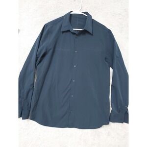 Lululemon Shirt Mens Large Navy Blue Long Sleeve Nylon Blend Casual Button Down